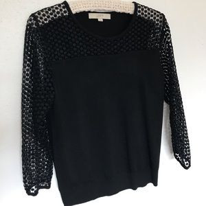 Loft sweater with open lace sleeves/shoulders